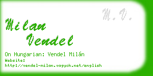 milan vendel business card